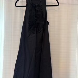 Black Sleeveless Ruffle Bib Dress